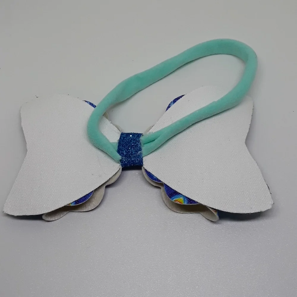 father print handmade faux leather bow headband